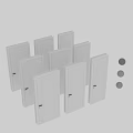 Modern White Hinged Doors With Arched Panels And Simple Line Decorations 3d model