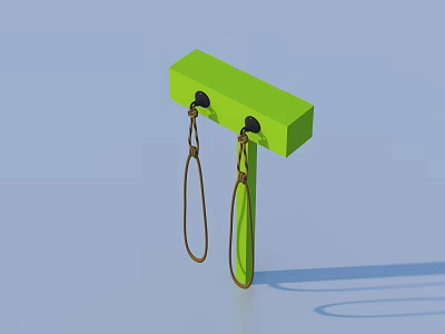 Green Rectangular Sports Equipment with Black Anchors and Brown Training Straps 3d model