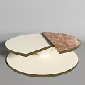 Modern Round Coffee Table With Two Tier Light And Brown Marble Pattern Top White Base 3d model