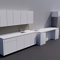 Modern Kitchen Interior With White Upper Cabinets And Wall Mounted Storage Countertop Sink 3d model