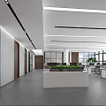 Modern Public Office Space With Open Layout Desks Computers Green Plants And Large Windows