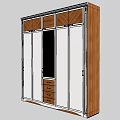 Modern Wardrobe Design With Mirrored Doors Wooden Panels And Gold Accents