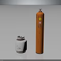 Rusted Orange Gas Cylinder And White Metal Rim Container On Black Background