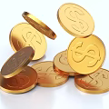 Luxury Gold Coin Shaped Jewelry With Dollar Sign Design Stacked And Falling Details