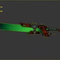 Futuristic Mechanical Sword With Green Glowing Blade Red Gray Body And Advanced Tech Components