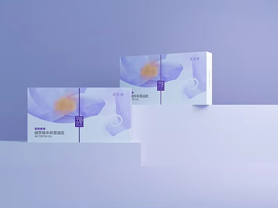 Elegant Decorative Ornament Set with Floral Pattern Packaging Boxes in Purple and Yellow Tones 3d model