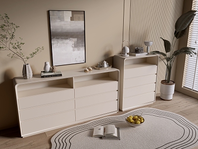 Modern Cream Style Cabinet Whole Cabinet Sideboard Cabinet Balcony Cabinet Storage Cabinet Entrance Cabinet 3d model