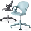 Modern Outdoor Chair in Gray and Light Blue with Caster Wheels and Star Base