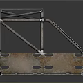 Rusty Metal Frame Component with Holes Welded Joints and Support Structure Design