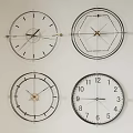 Modern Wall Decor Featuring Four Stylish Metal Frame Wall Clocks In Various Designs 3d model