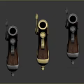 Vintage Revolver Collection With Wooden Grips Metal Barrels And Different Color Finishes