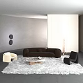 Modern Sofa And Coffee Table Set With Accent Chairs Shaggy Rug Floor Lamp Wall Decor