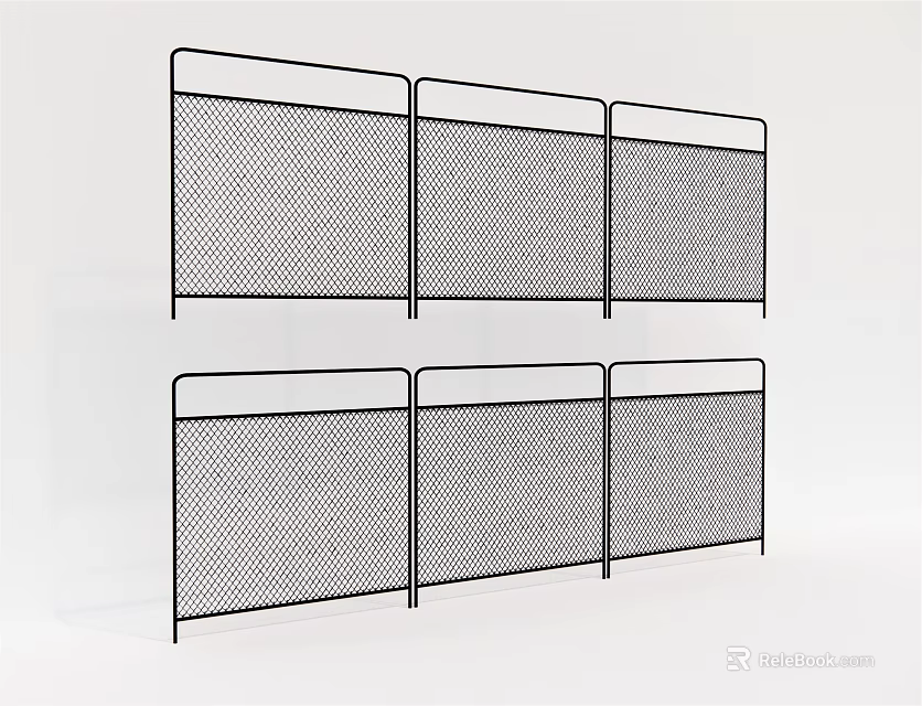 Black Metal Mesh Fence Panels With Portable Design For Construction Areas 3d model 