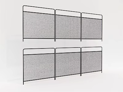 Black Metal Mesh Fence Panels With Portable Design For Construction Areas 3d model