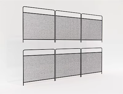 Black Metal Mesh Fence Panels With Portable Design For Construction Areas 3d model