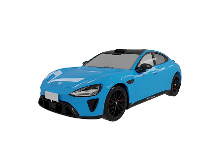 Blue Modern Sports Coupe With Sleek Aerodynamic Body And Black Wheels 3d model