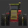 Toy Tractor Model With Red Yellow Body Large Tires And Shiny Surface