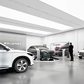 XPeng 4S Store Modern Showroom Featuring Display Cars And Reception Counter