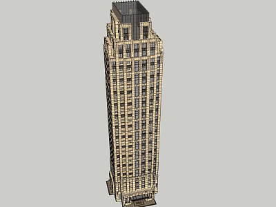 Tall High Rise Building Exterior With Decorative Windows And Architectural Top Structure 3d model