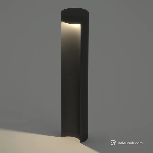 Modern Black Metal Outdoor Light Column Design For Garden Soft Illumination 3d model 