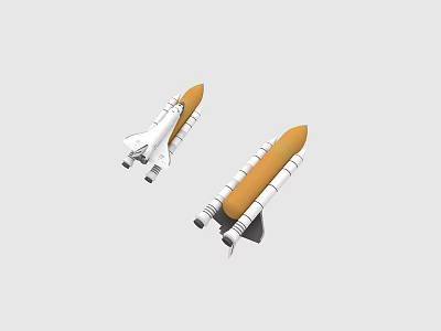 Two Detailed Space Shuttle Models With White And Orange Exterior Features 3d model
