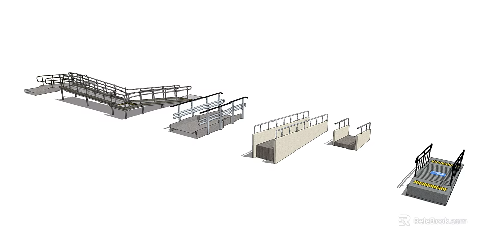 Essential Road Facilities With Accessible Ramps Steps And Handrails Structures 3d model 