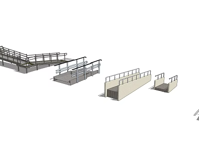 Essential Road Facilities With Accessible Ramps Steps And Handrails Structures 3d model
