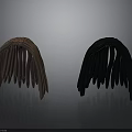 Two Brown And Black Butterfly Wing Shaped Objects On Smooth Surface With Gray Gradient Background 3d model