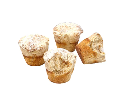 Freshly Baked Cinnamon Muffins With Powdered Sugar And Soft Fluffy Interior 3d model