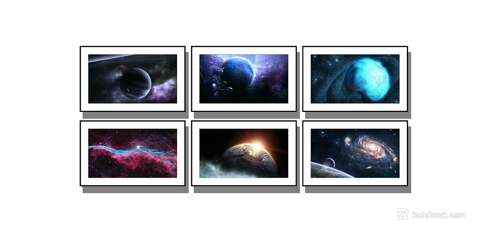 Cosmic Space Wall Art Prints Featuring Planets Galaxies And Nebulas 3d model 