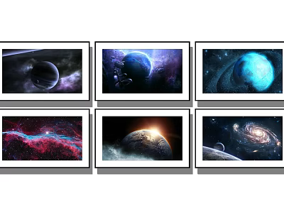 Cosmic Space Wall Art Prints Featuring Planets Galaxies And Nebulas 3d model