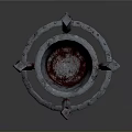 Worn Rusted Metal Crucible With Circular Basin Riveted Ring And Spiked Legs