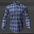 Long Sleeve Plaid Cotton Shirt Button Front Collared Casual Checkered Design