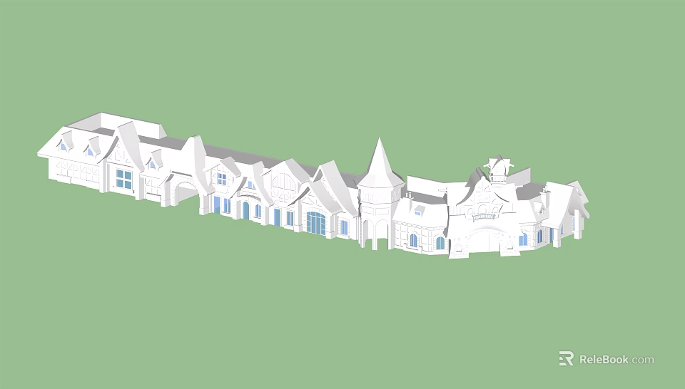 Traditional Ancient Architecture Exterior With Pinnacles Windows And Classic Roof Design 3d model 
