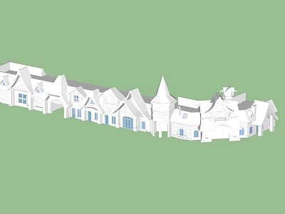 Traditional Ancient Architecture Exterior With Pinnacles Windows And Classic Roof Design 3d model