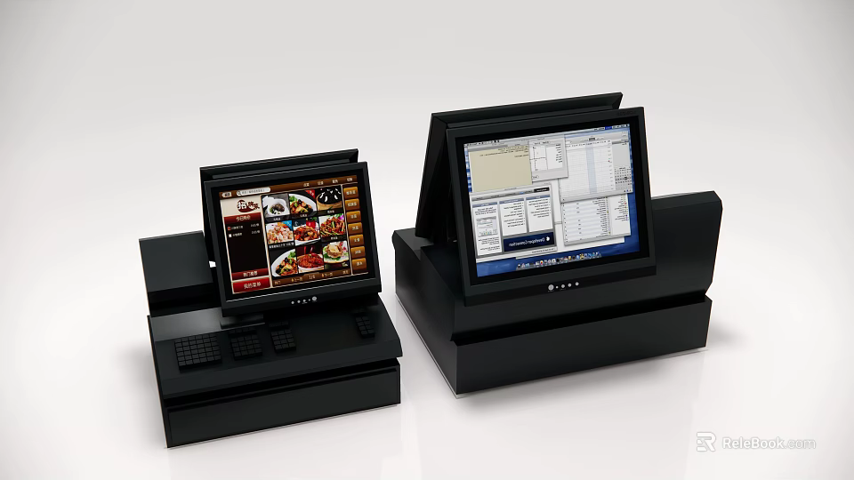 Commercial Equipment Modern POS Terminals with Interactive Touch Screen Display for Retail 3d model 