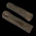 Two Natural Stone Wood Logs With Rough Surface And Organic Texture