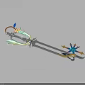 Fantasy Spear Weapon With Decorative Blue Yellow Star Accents 3D Rendered Game Style Design