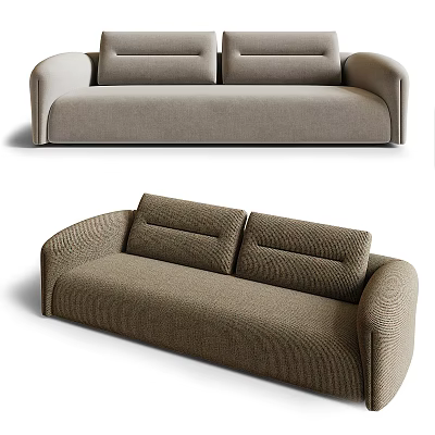 Two Seater Sofa in Light Gray and Deep Brown with Modern Textured Fabric and Backrest 3d model