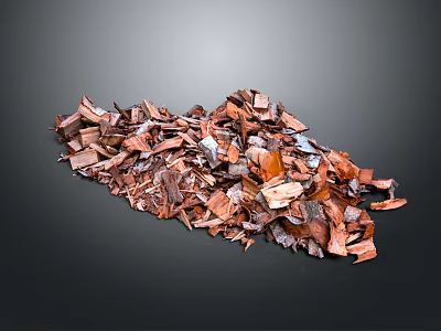 Organic Brown Shredded Material Pile with Natural Texture on Dark Background 3d model