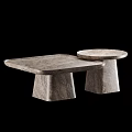 Modern Coffee Table Set With Square And Round Marble Texture Design