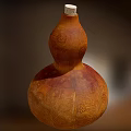 Vintage Brown Wooden Gourd Shaped Artistic Decorative Ornament Set With Carved Patterns