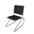 Modern Leisure Chair With Leather Seat Backrest And Curved Metal Frame Design