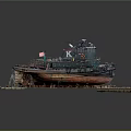 Tugboat With American Flag And Letter K In Dry Dock