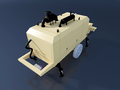Beige Functional Vehicle With Equipment And Wheels 3d model