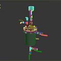 Mechanical Industrial Vessel With Pipes Valves Top Fitting And Support Base