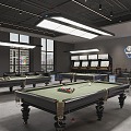 Modern industrial style billiard room billiard room 3d model