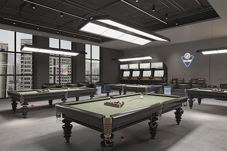 Modern industrial style billiard room billiard room 3d model