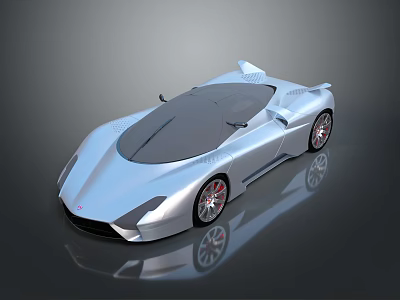 Silver Streamlined Sports Car With Modern Design Unique Body Lines And Stylish Wheels 3d model