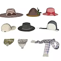 Various Fashionable Hats With Wide Brimmed Beret Baseball Cap Bow Leaf Scarf Accessories